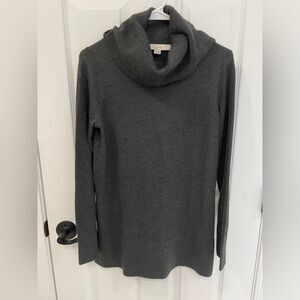Ann Taylor LOFT Gray Cowl Turtle Neck Split Hem Tunic Sweater Women’s Size S